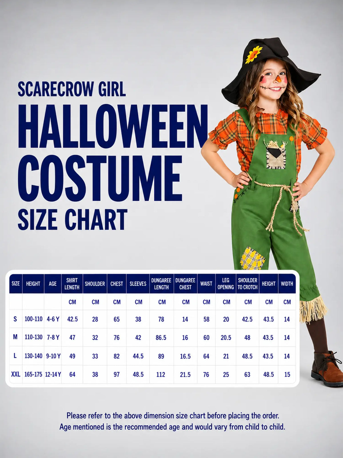 Scarecrow Girl, Halloween Costume Fancy Dress Up