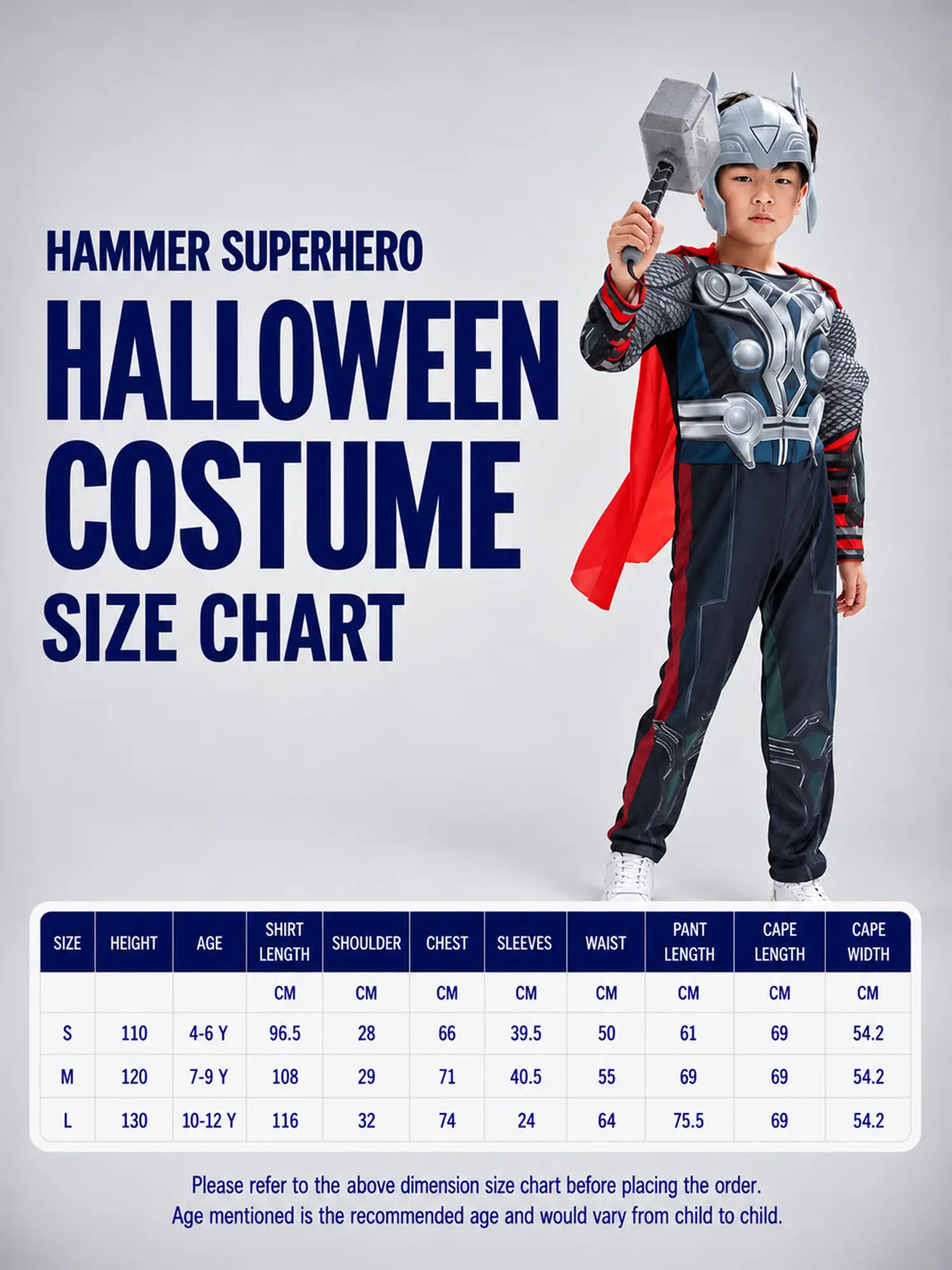 Hammer Superhero ,Kids Halloween Costume Fancy Dress Up