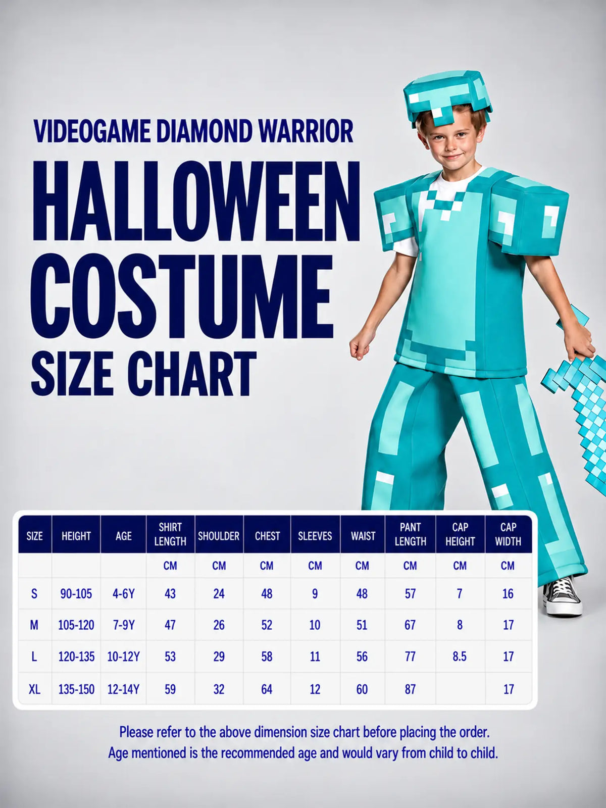 Videogame Diamond Warrior , Kids Halloween Costume Fancy Dress Up