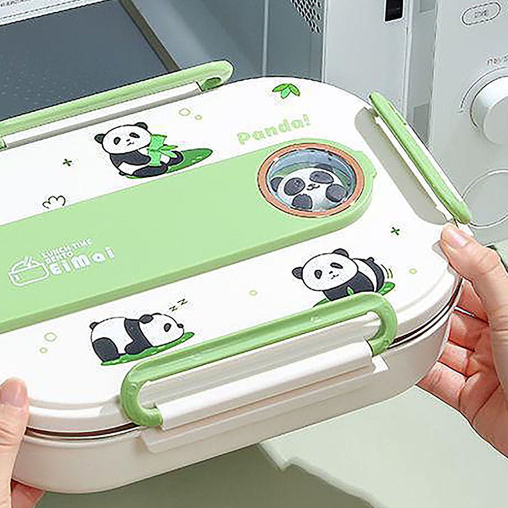 2D Panda Big Size Size Stainless Steel Lunch Box with Lunch Bag - Little Surprise Box2D Panda Big Size Size Stainless Steel Lunch Box with Lunch Bag