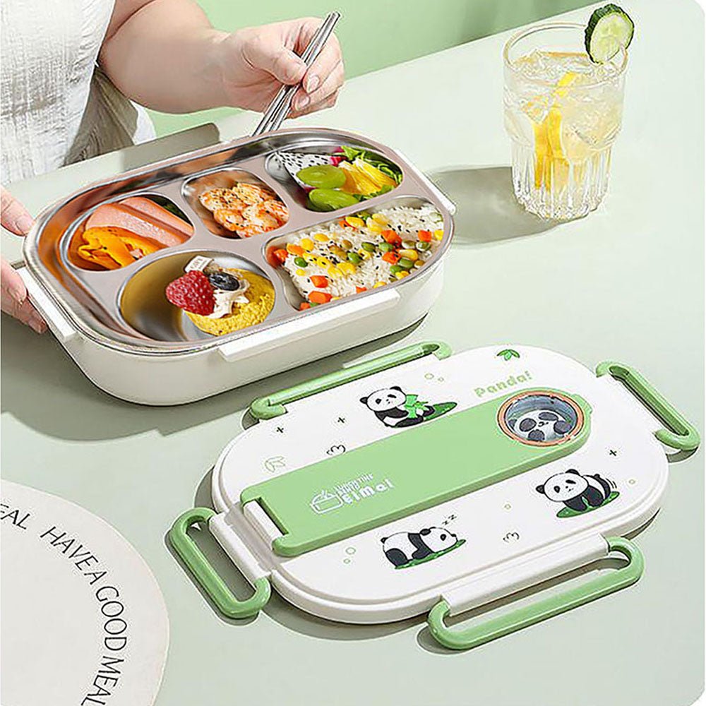 2D Panda Big Size Size Stainless Steel Lunch Box with Lunch Bag - Little Surprise Box2D Panda Big Size Size Stainless Steel Lunch Box with Lunch Bag