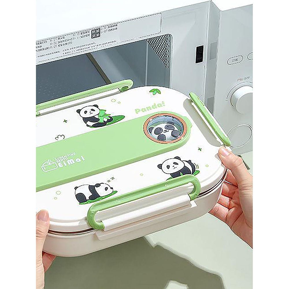 2D Panda Medium Size Size Stainless Steel Lunch Box with Lunch Bag - Little Surprise Box2D Panda Medium Size Size Stainless Steel Lunch Box with Lunch Bag