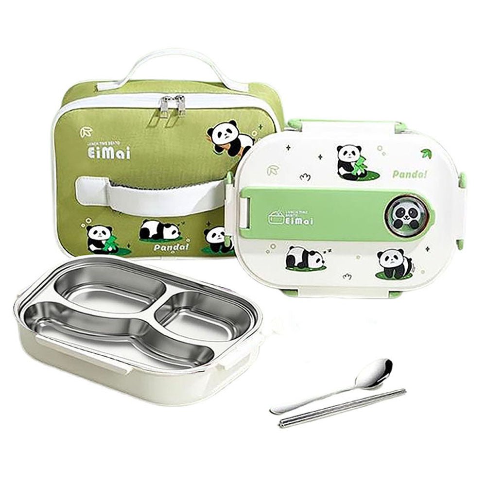 2D Panda Medium Size Size Stainless Steel Lunch Box with Lunch Bag - Little Surprise Box2D Panda Medium Size Size Stainless Steel Lunch Box with Lunch Bag