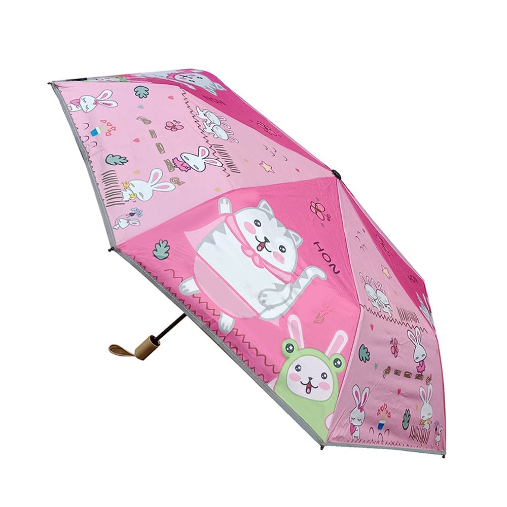 3 fold Pink Green Catty Umbrella for Kids - Little Surprise Box3 fold Pink Green Catty Umbrella for Kids