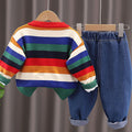 3 pcs Colorful Stripes Cardigan, tshirt/Denims set for Toddlers/Kids - Little Surprise Box3 pcs Colorful Stripes Cardigan, tshirt/Denims set for Toddlers/Kids