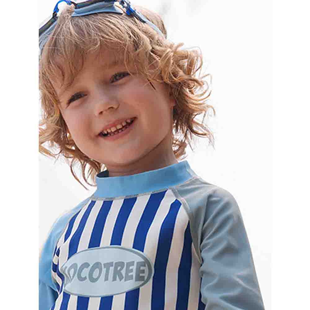 3 PCS Dark Blue Stripes Swimsuit for Boys with UPF 50+ - Little Surprise Box3 PCS Dark Blue Stripes Swimsuit for Boys with UPF 50+