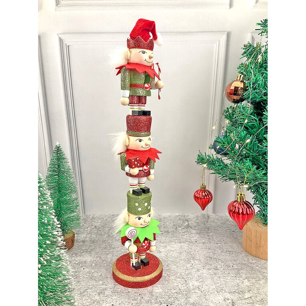 3 Tier Stacked Wooden Elves Christmas Table Décor - Little Surprise Box3 Tier Stacked Wooden Elves Christmas Table Décor