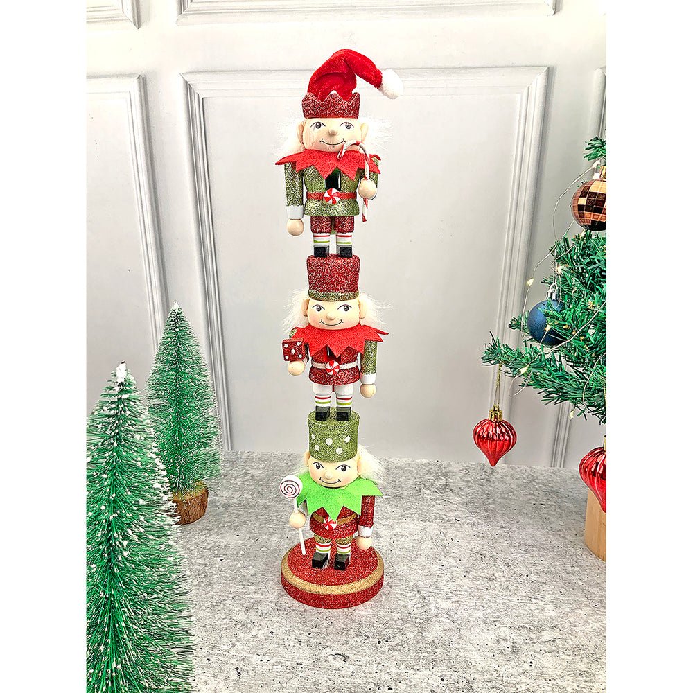 3 Tier Stacked Wooden Elves Christmas Table Décor - Little Surprise Box3 Tier Stacked Wooden Elves Christmas Table Décor