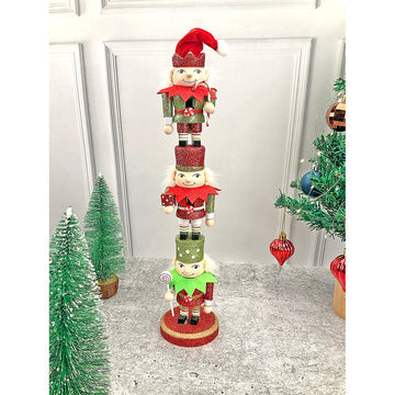 3 Tier Stacked Wooden Elves Christmas Table Décor - Little Surprise Box3 Tier Stacked Wooden Elves Christmas Table Décor