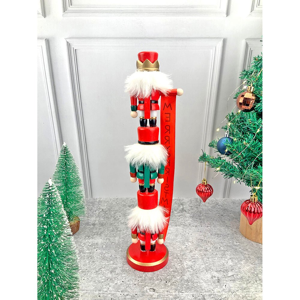 3 Tier Stacked Wooden Nutcracker Christmas Table Décor - Little Surprise Box3 Tier Stacked Wooden Nutcracker Christmas Table Décor