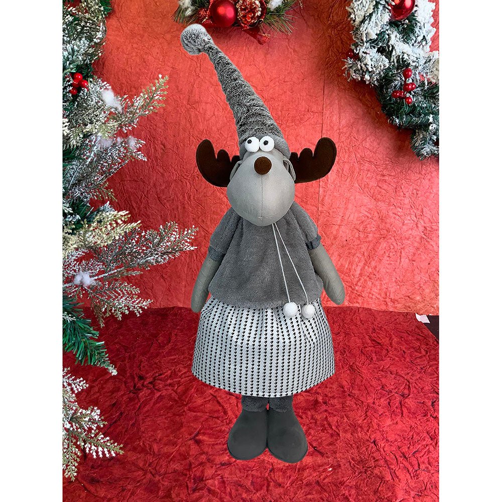 35 inches Grey Dress Mrs.Reindeer Christmas Table Décor - Little Surprise Box35 inches Grey Dress Mrs.Reindeer Christmas Table Décor