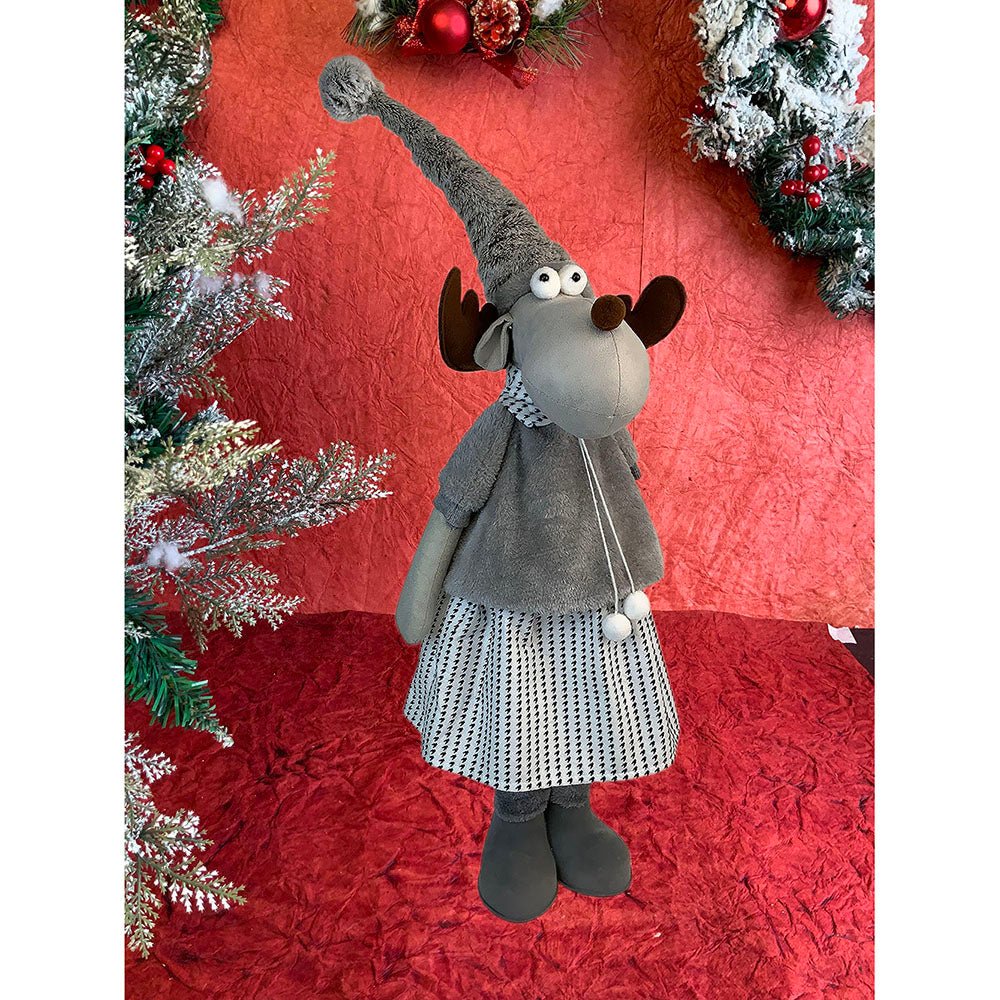 35 inches Grey Dress Mrs.Reindeer Christmas Table Décor - Little Surprise Box35 inches Grey Dress Mrs.Reindeer Christmas Table Décor