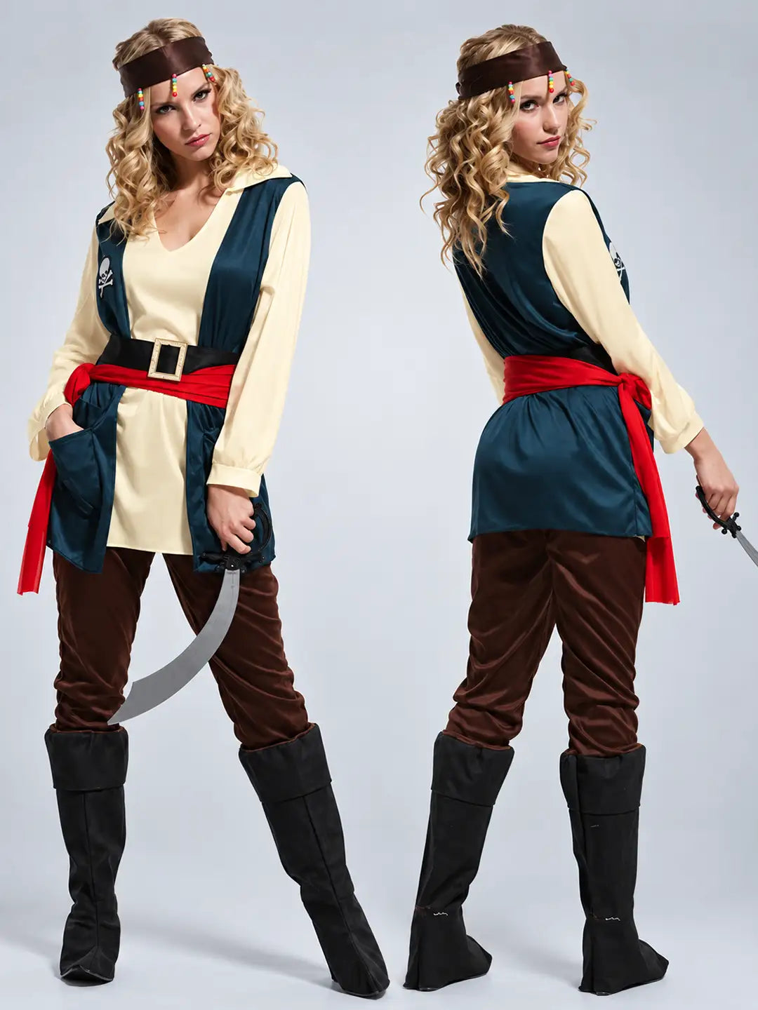 Green Coat Pirate Adult Halloween Costume Fancy Dress Up