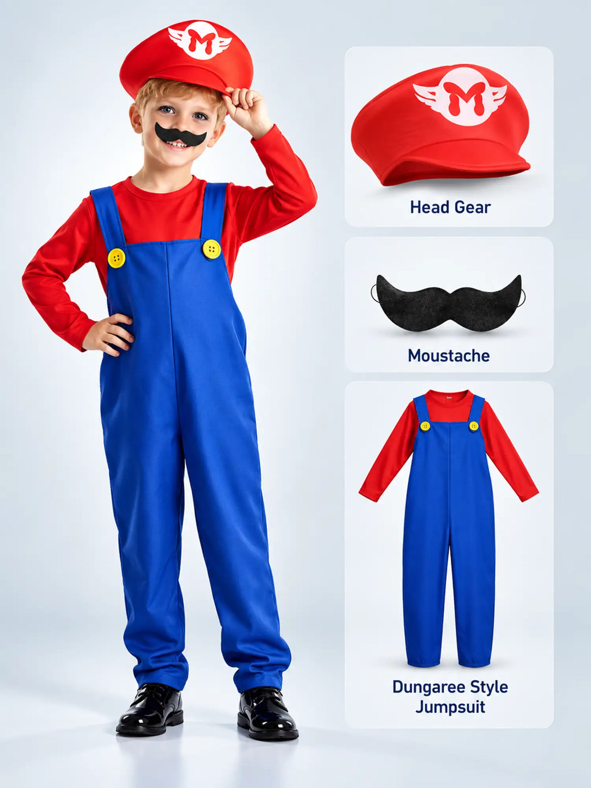 Junior Super Brothers, Plumber Kids Halloween Costume Fancy Dress Up