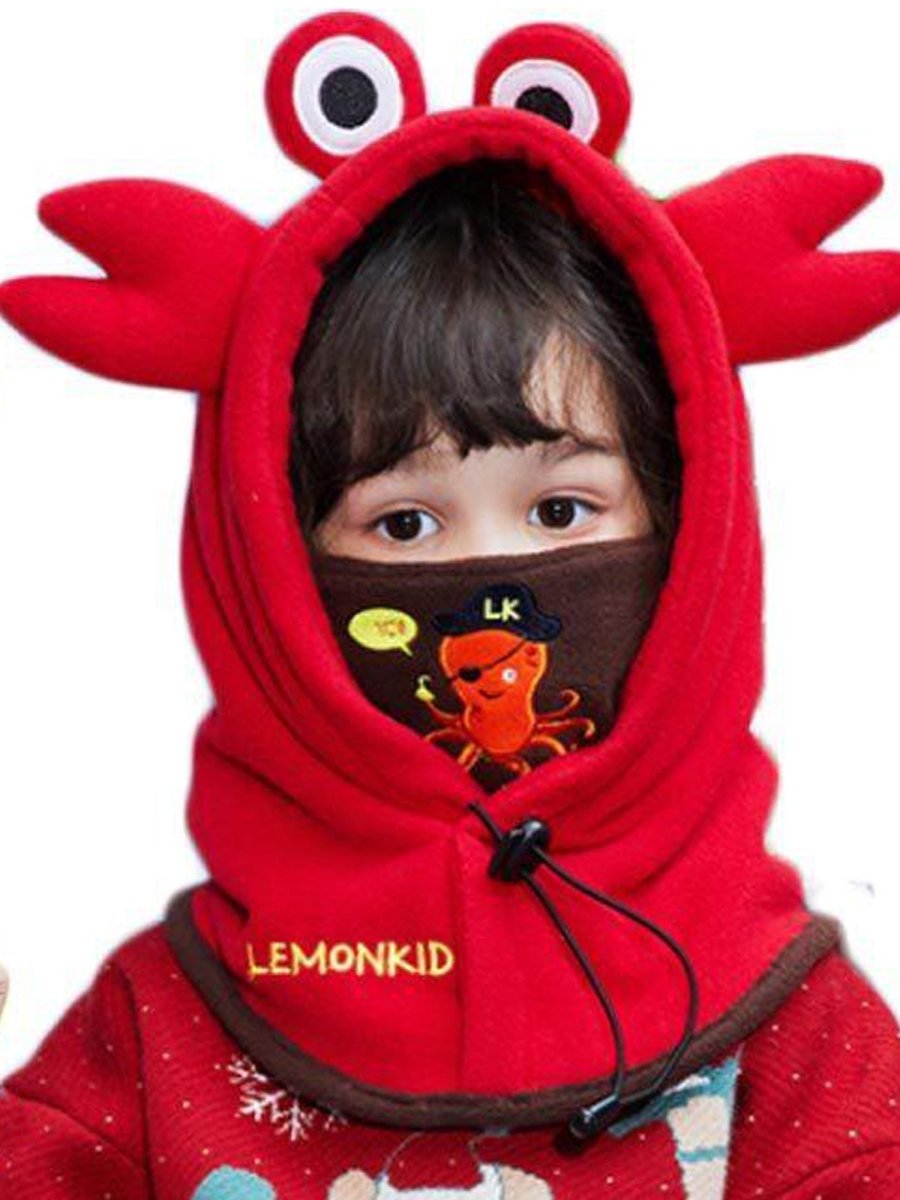 3d Crab theme Fleece Winter Cap covering Mouth, Neck and Head - Little Surprise Box3d Crab theme Fleece Winter Cap covering Mouth, Neck and Head