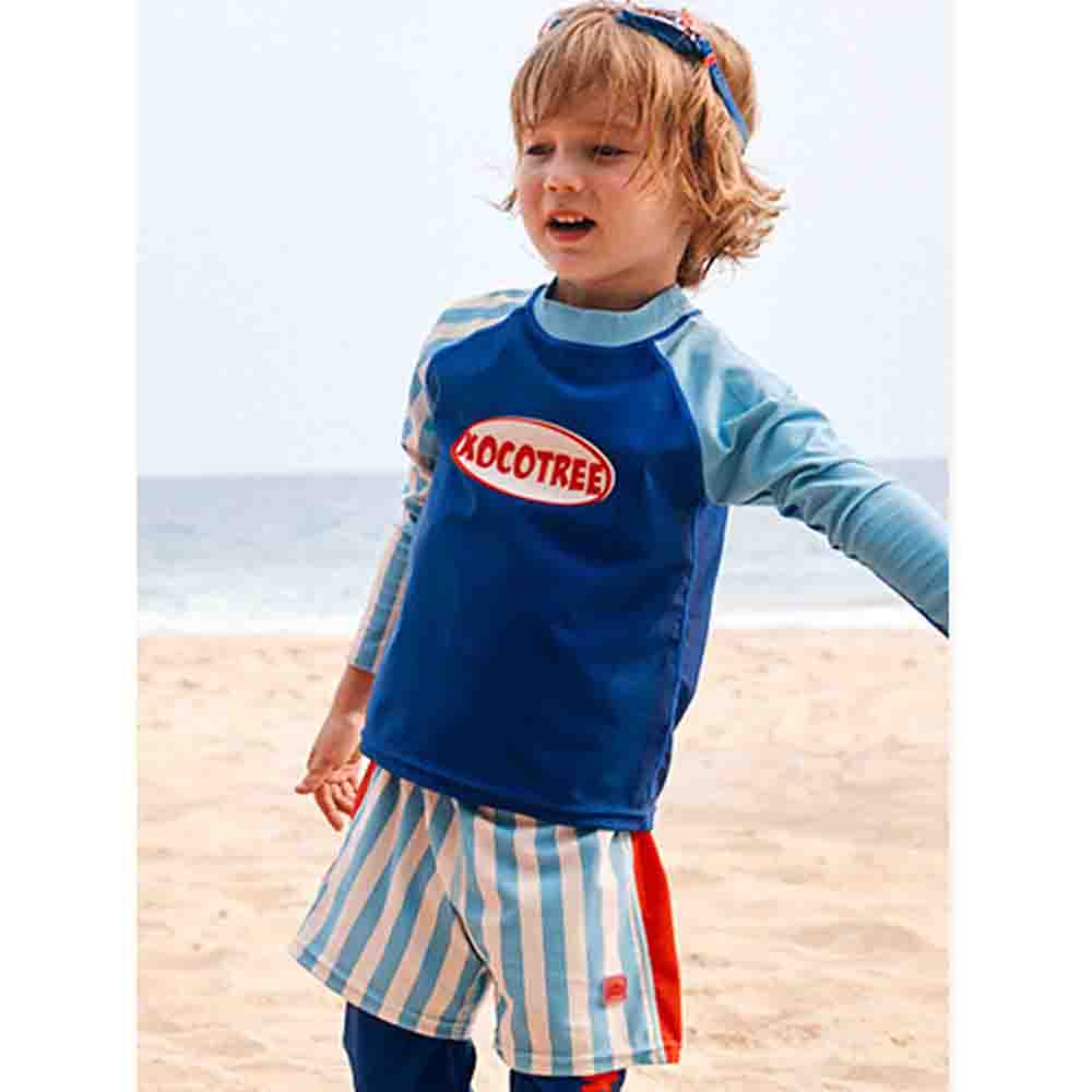3pcs Light Blue Stripes Swimsuit for Boys with UPF 50+ - Little Surprise Box3pcs Light Blue Stripes Swimsuit for Boys with UPF 50+