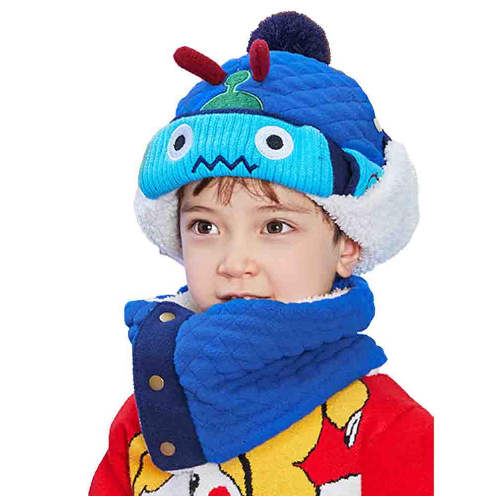 3pcs Quilted Robot Theme Winter Cap, Mufflers and Gloves - Little Surprise Box3pcs Quilted Robot Theme Winter Cap, Mufflers and Gloves