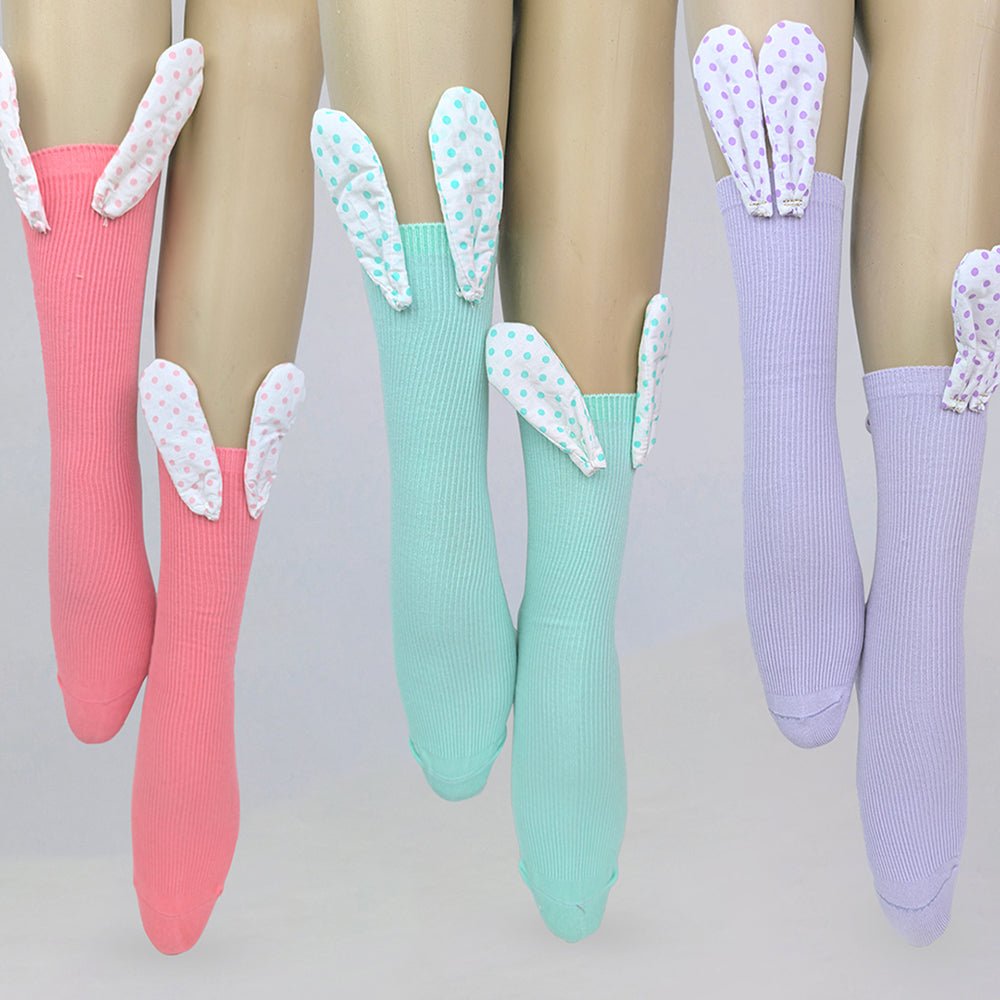 3pcs set of Purple, Mint & Pink, 3d Bunny Ears & Tail Socks for Kids (3 Pairs sets) - Little Surprise Box3pcs set of Purple, Mint & Pink, 3d Bunny Ears & Tail Socks for Kids (3 Pairs sets)