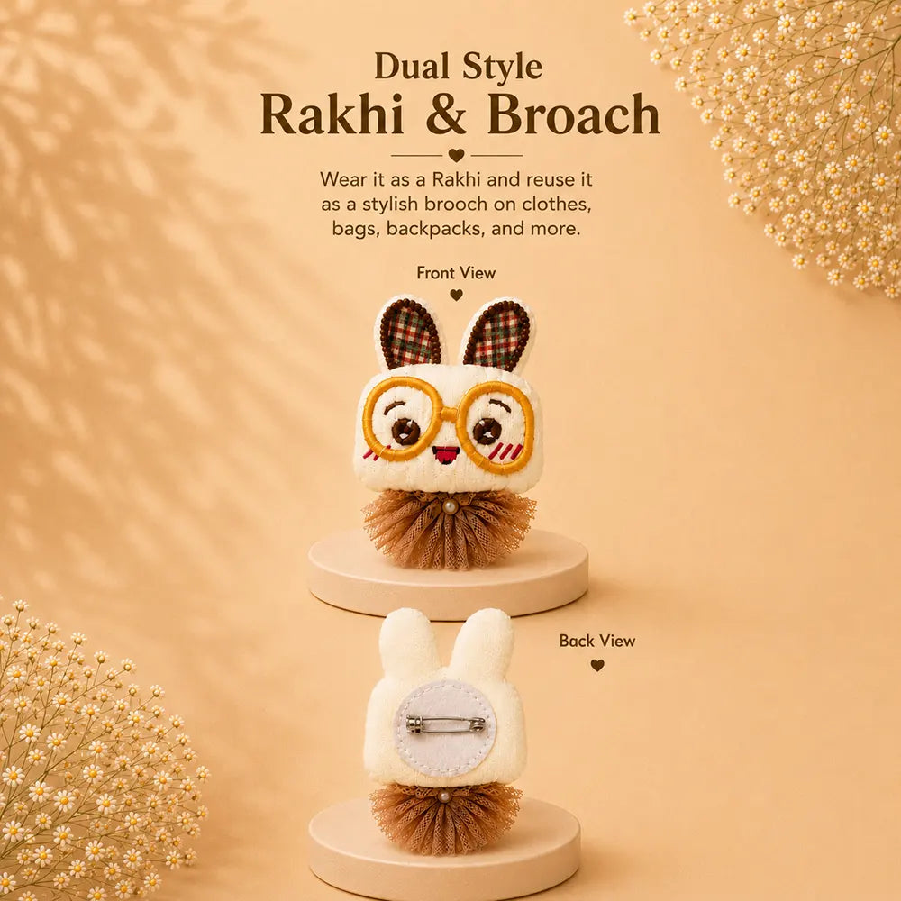 Dual style Glasses Bunny Rakhi & Brooch Clip for Kids