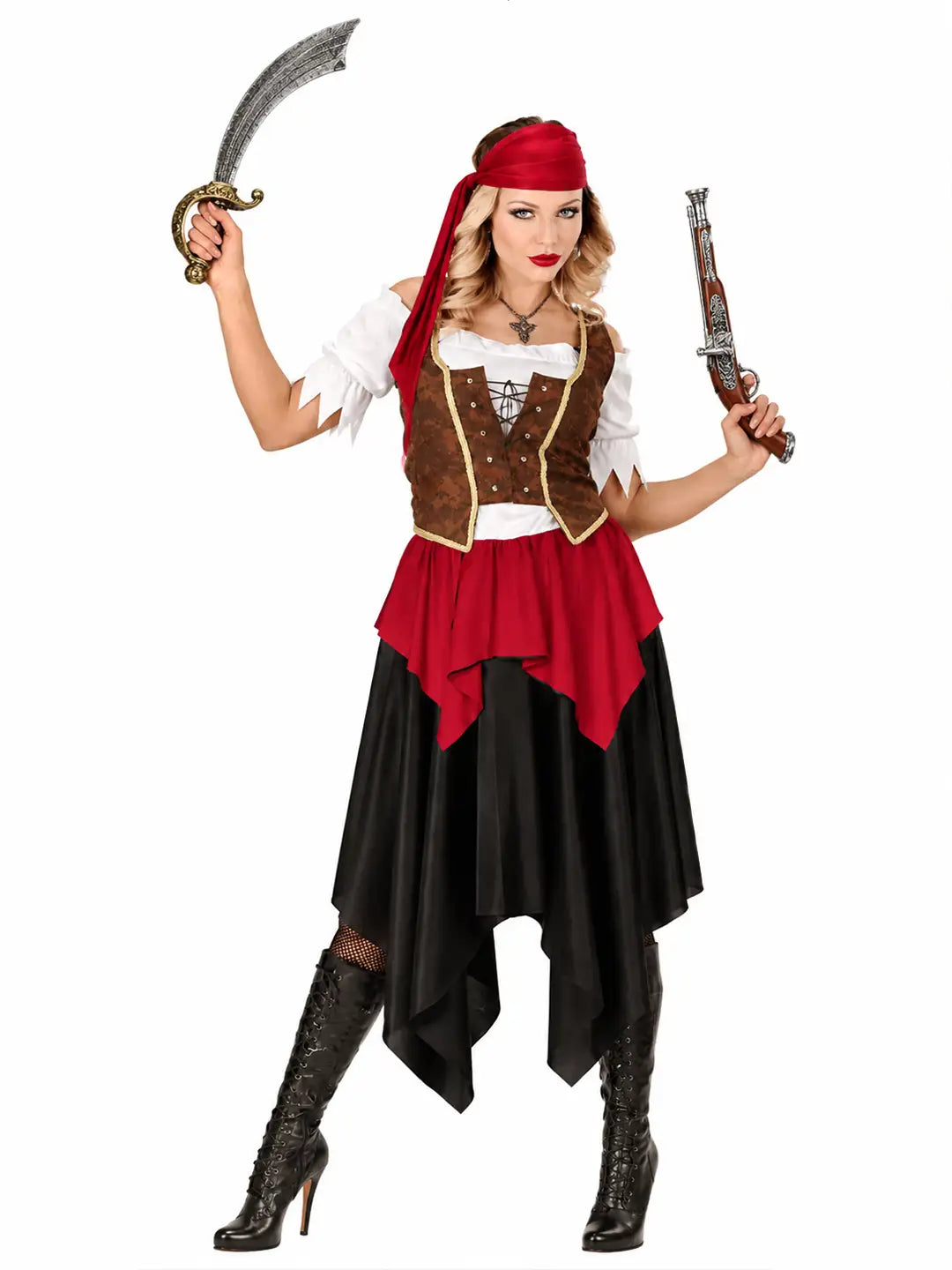 Checks Top & Skirt Pirate Adult Halloween Costume Fancy Dress Up