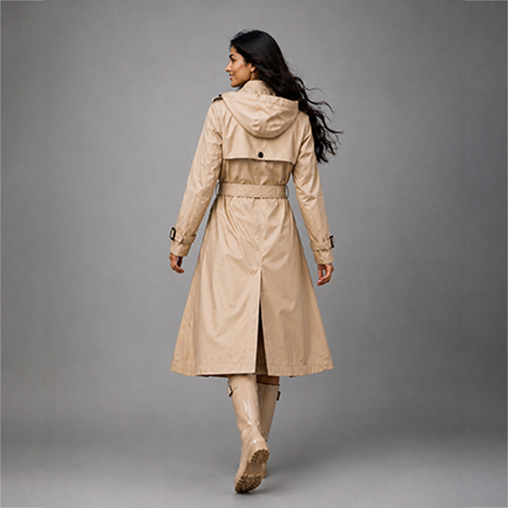 Cream Trench Coat Style Raincoat for Adults