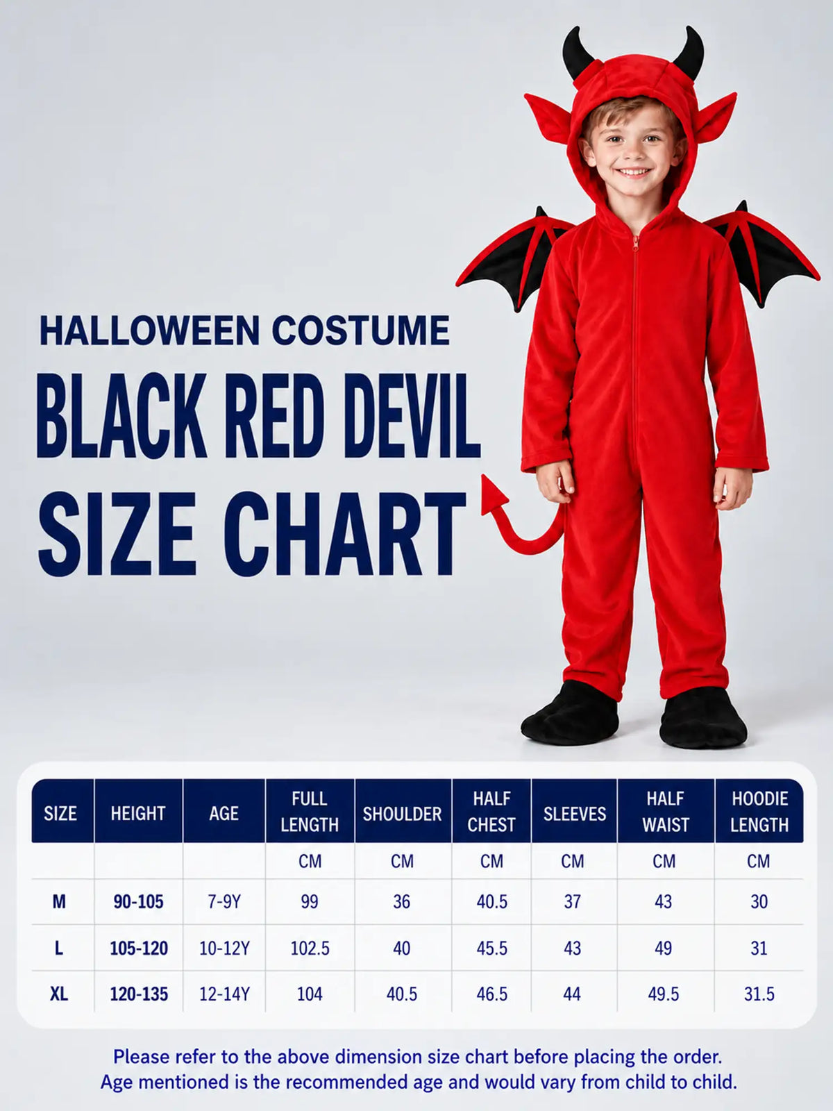 Black Red Devil, Kids Halloween Costume Fancy Dress Up