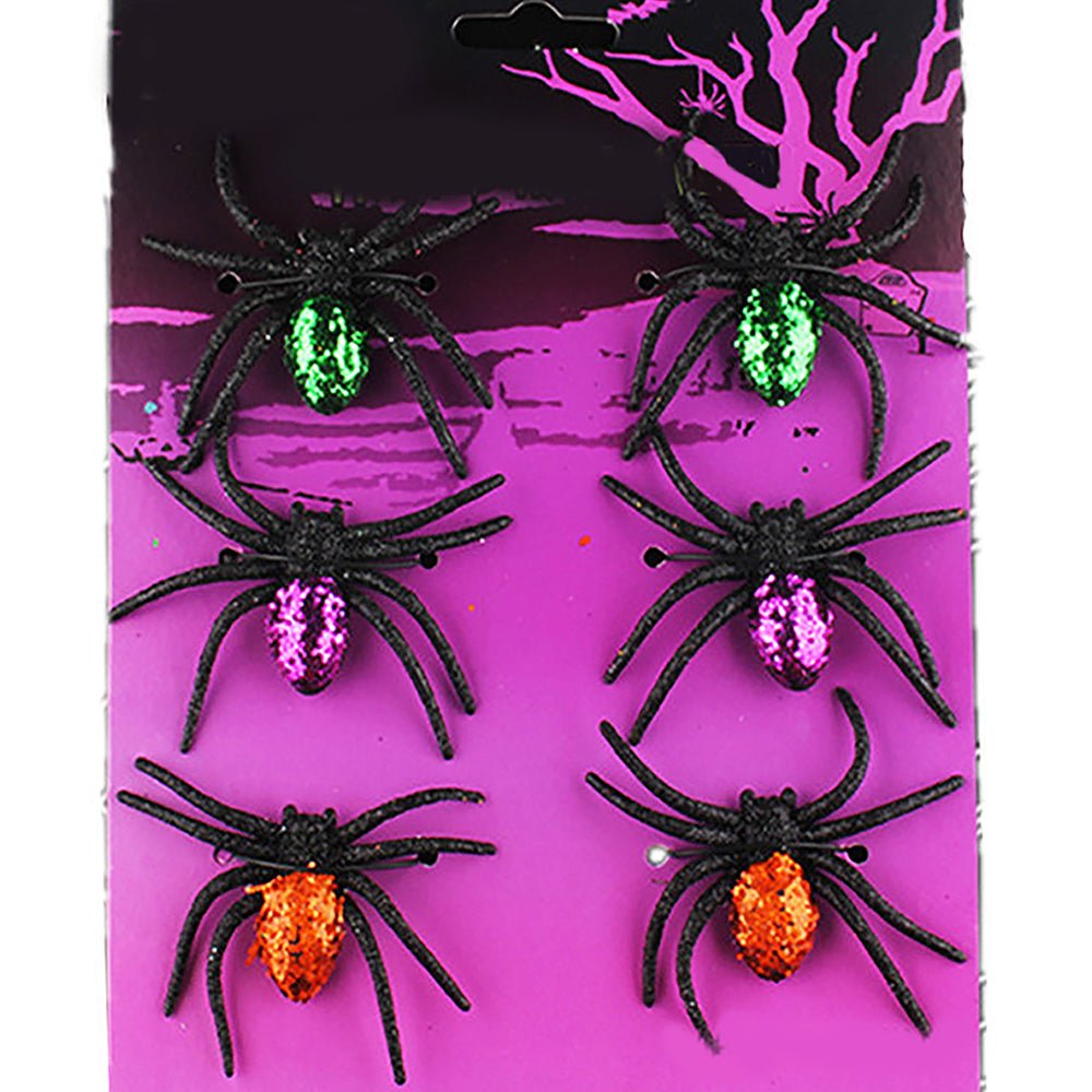 6pcs Pack of Glitter Spider Spooky Halloween theme Table/wall Décor & Craft accessory - Little Surprise Box6pcs Pack of Glitter Spider Spooky Halloween theme Table/wall Décor & Craft accessory