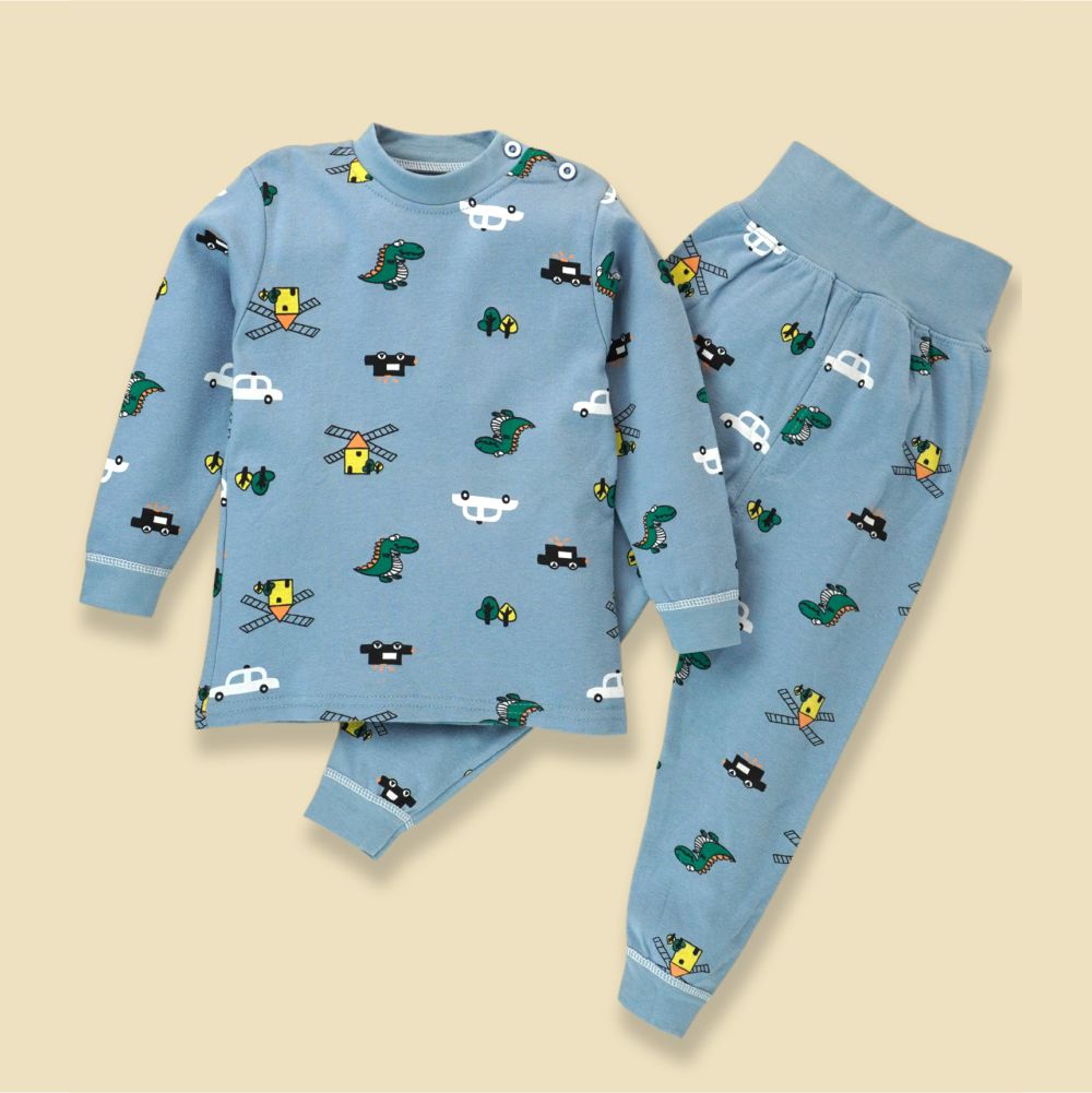 Blue Crocodile, Car, Windmill Full sleeves tops & pants set Unisex Kids Wear