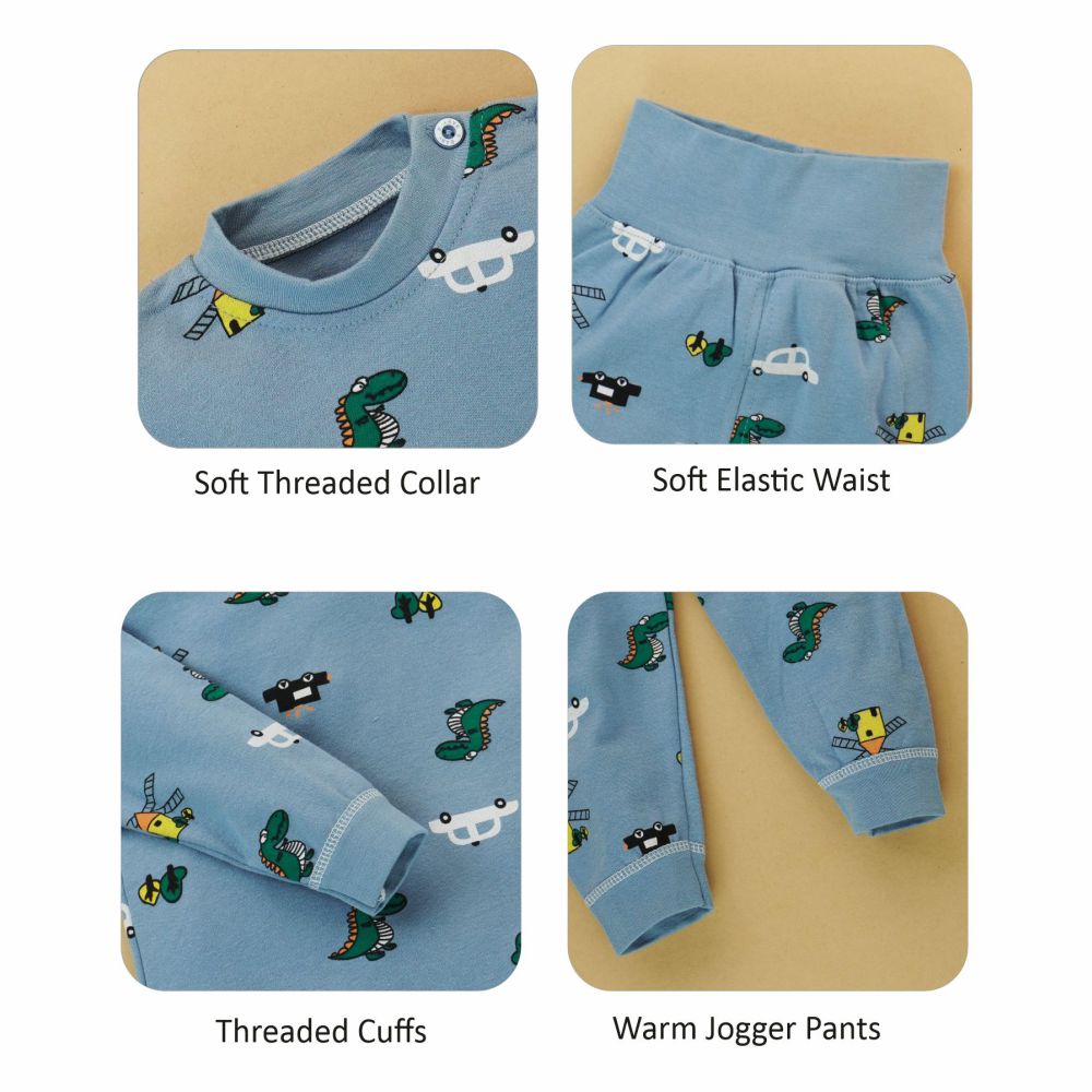 Blue Crocodile, Car, Windmill Full sleeves tops & pants set Unisex Kids Wear