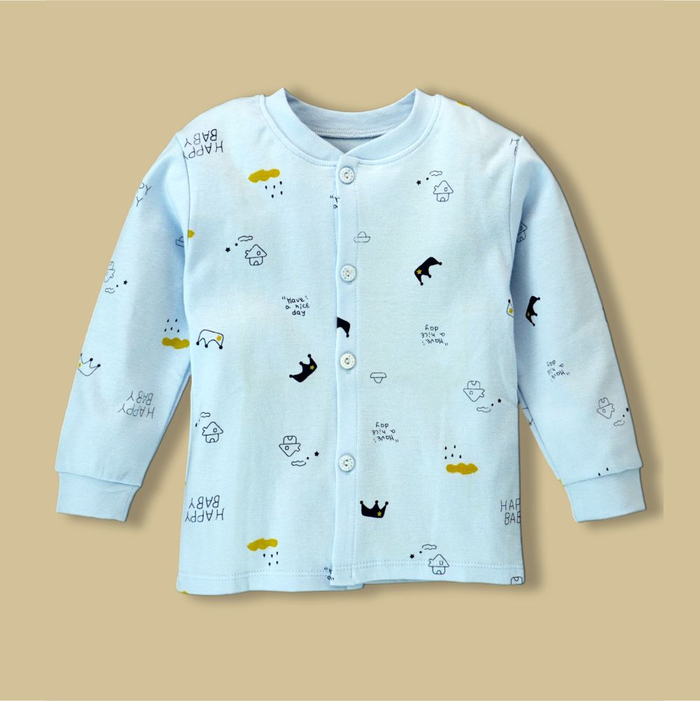 Blue Happy Baby Full sleeves tops & pants set Unisex Kids Wear