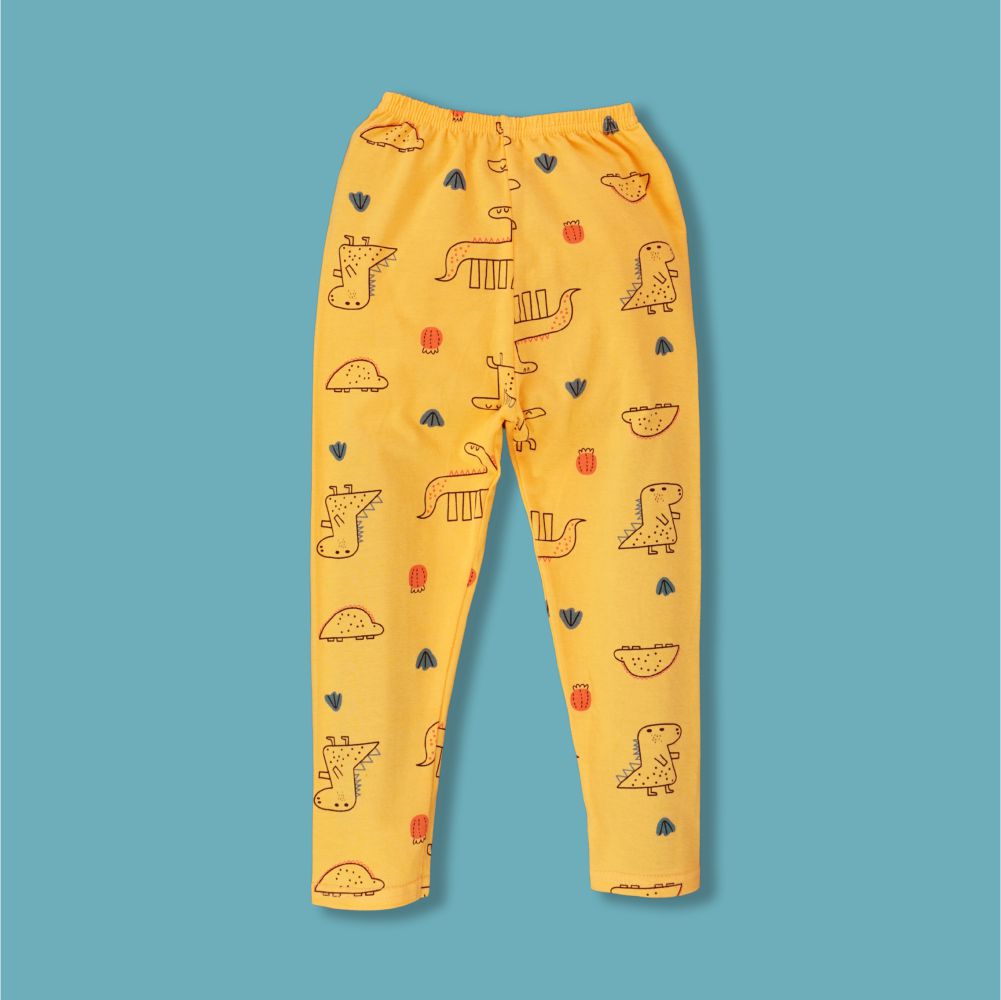 Orange Dino Full sleeves tops & pants set Unisex Kids Wear