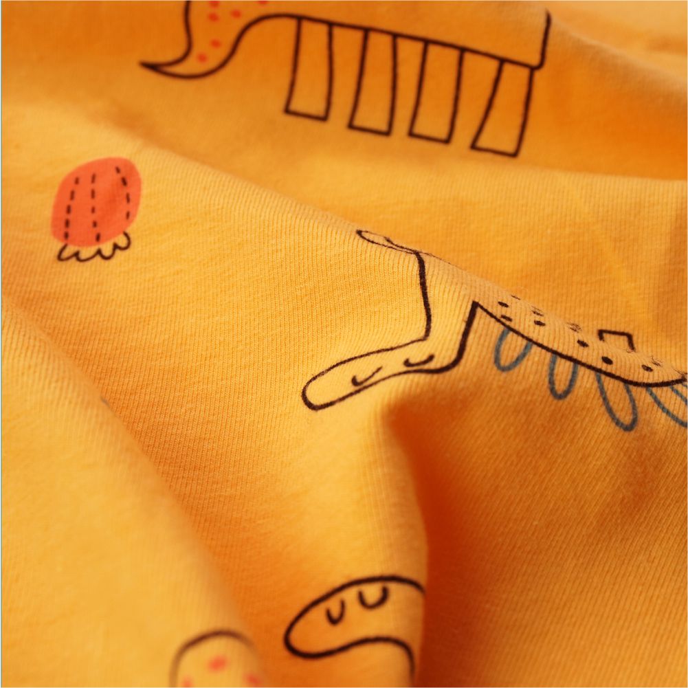 Orange Dino Full sleeves tops & pants set Unisex Kids Wear