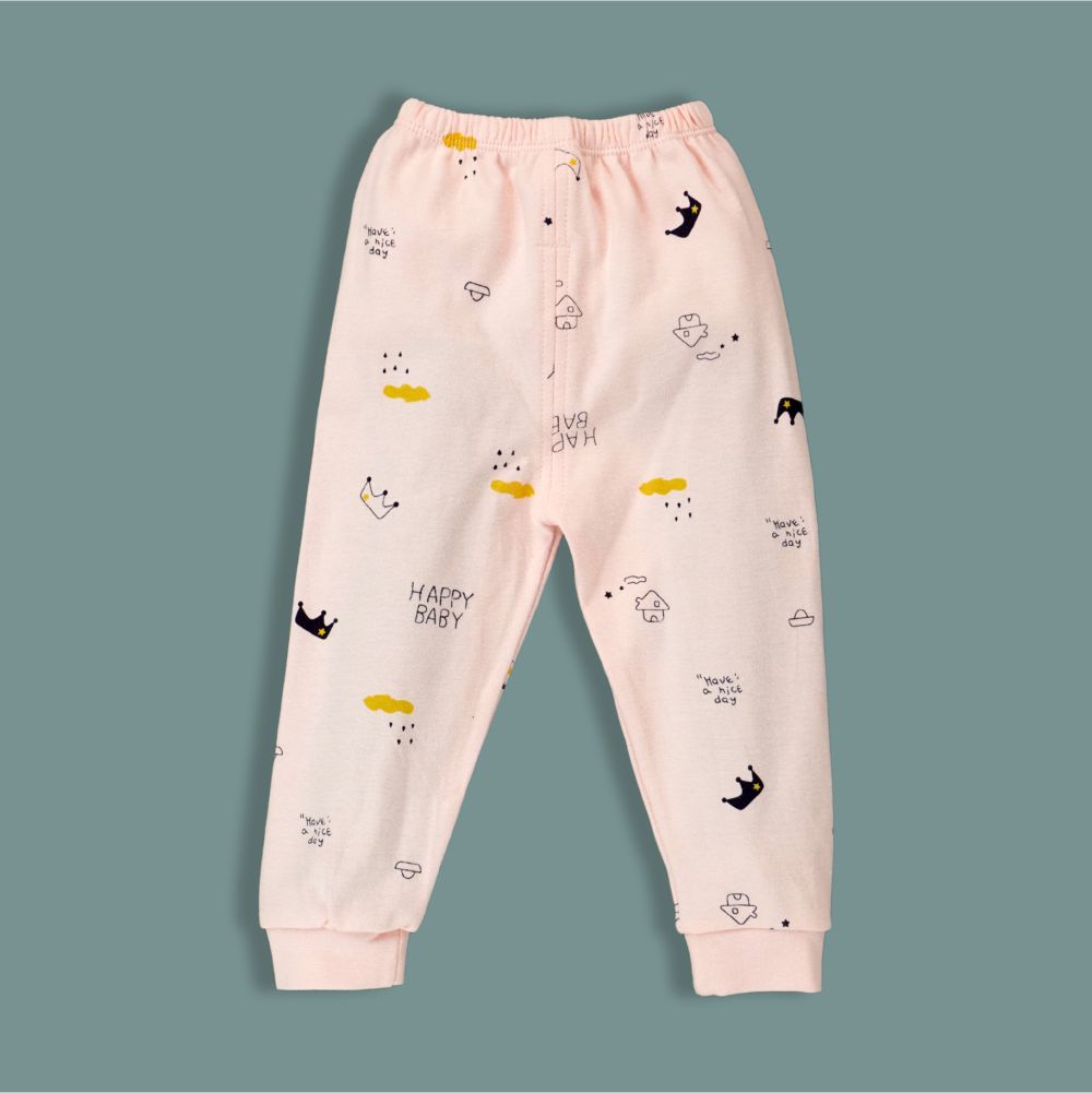 Pink Happy Baby Full sleeves tops & pants set Unisex Kids Wear