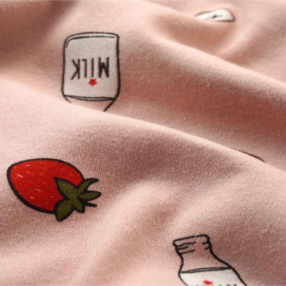 Pink Strawberry & Milk Full sleeves tops & pants set Unisex Kids Wear