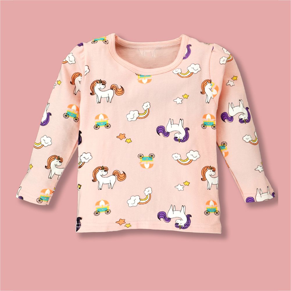 Pink Unicorn Full sleeves tops & pants set Unisex Kids Wear