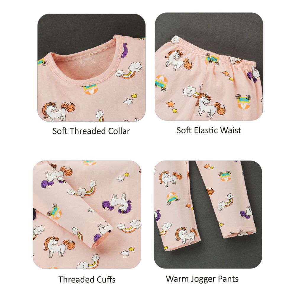Pink Unicorn Full sleeves tops & pants set Unisex Kids Wear