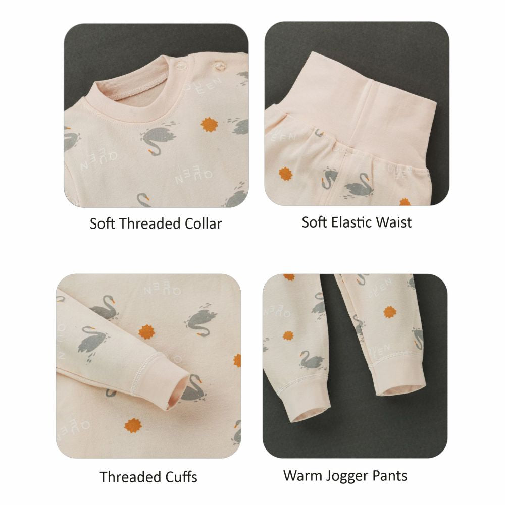 Queen Swan Full sleeves tops & pants set Unisex Kids Wear