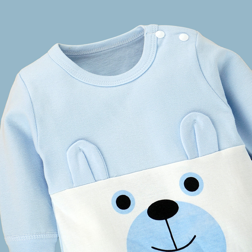 Blue & White Bunny Face Print Romper Unisex Kids Wear
