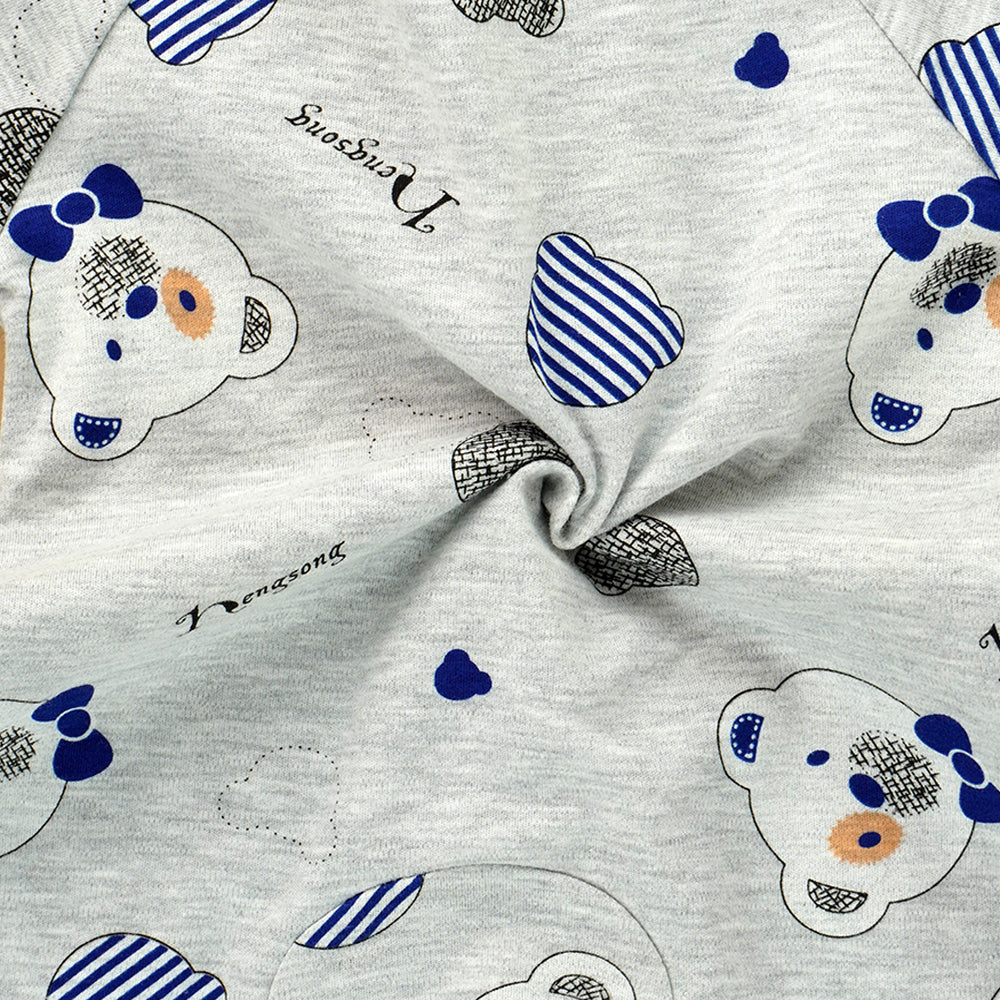 Grey Bear Face Print Romper Unisex Kids Wear