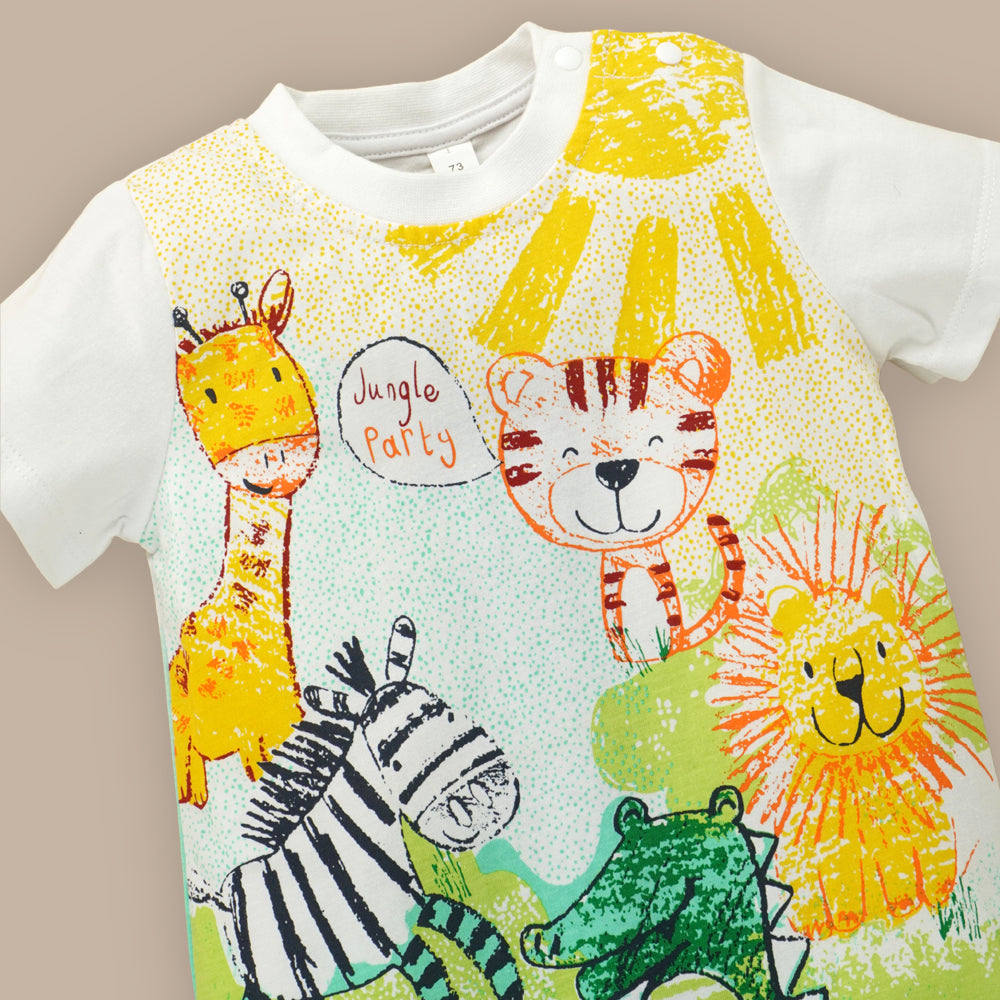 Jungle Party Print Romper, 1-2 years Unisex Kids Wear