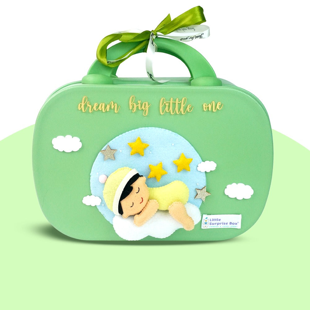 20 pcs Green Dream Big Baby Birthday Gift Hamper set for Baby with travelling suitcase