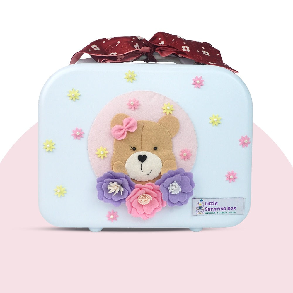 18 pcs Baby Pink Teddy Birthday Gift Hamper set for Baby Girl with travelling Suitcase,