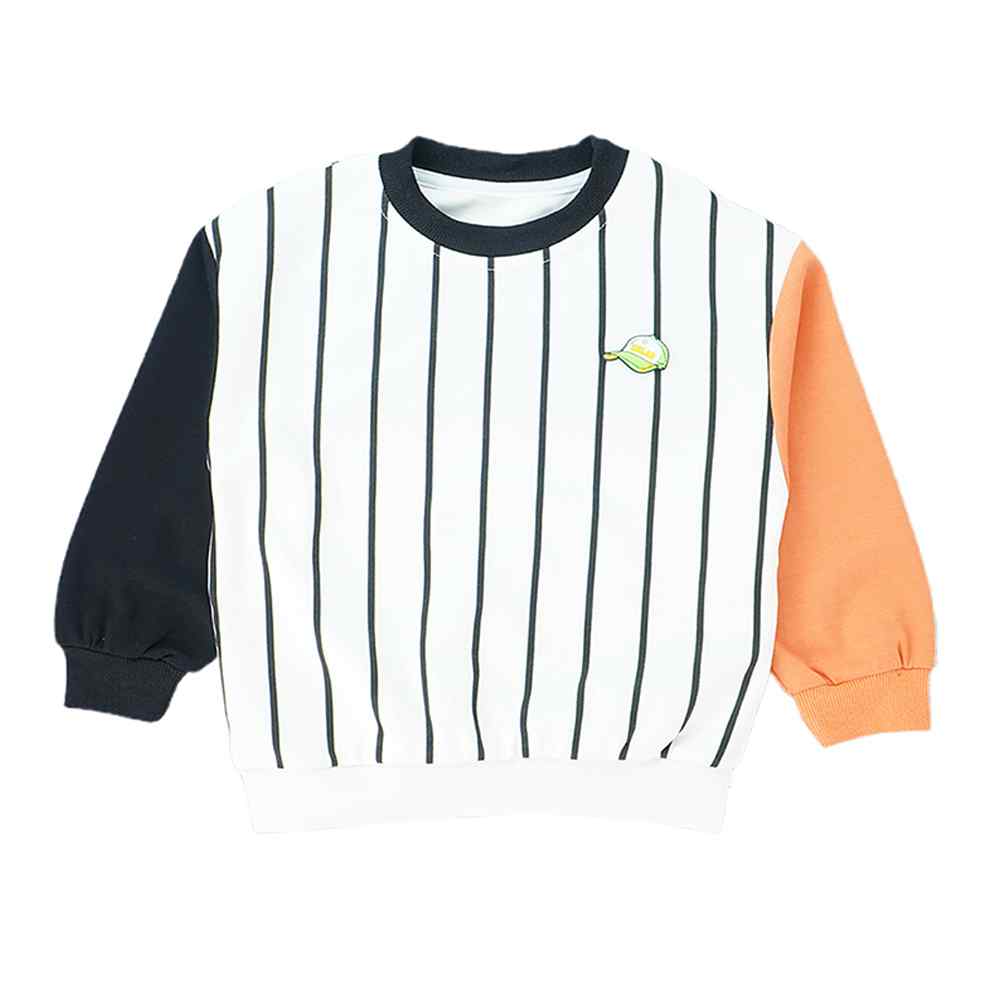 Black & Orange colorblock Full Sleeves shirt for Kids