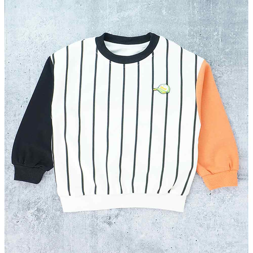 Black & Orange colorblock Full Sleeves shirt for Kids