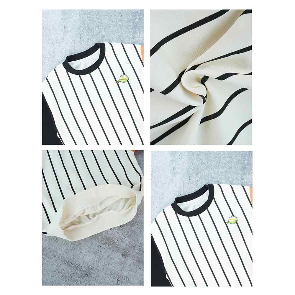 Black & Orange Colorblock Full Sleeves T-shirt for Kids