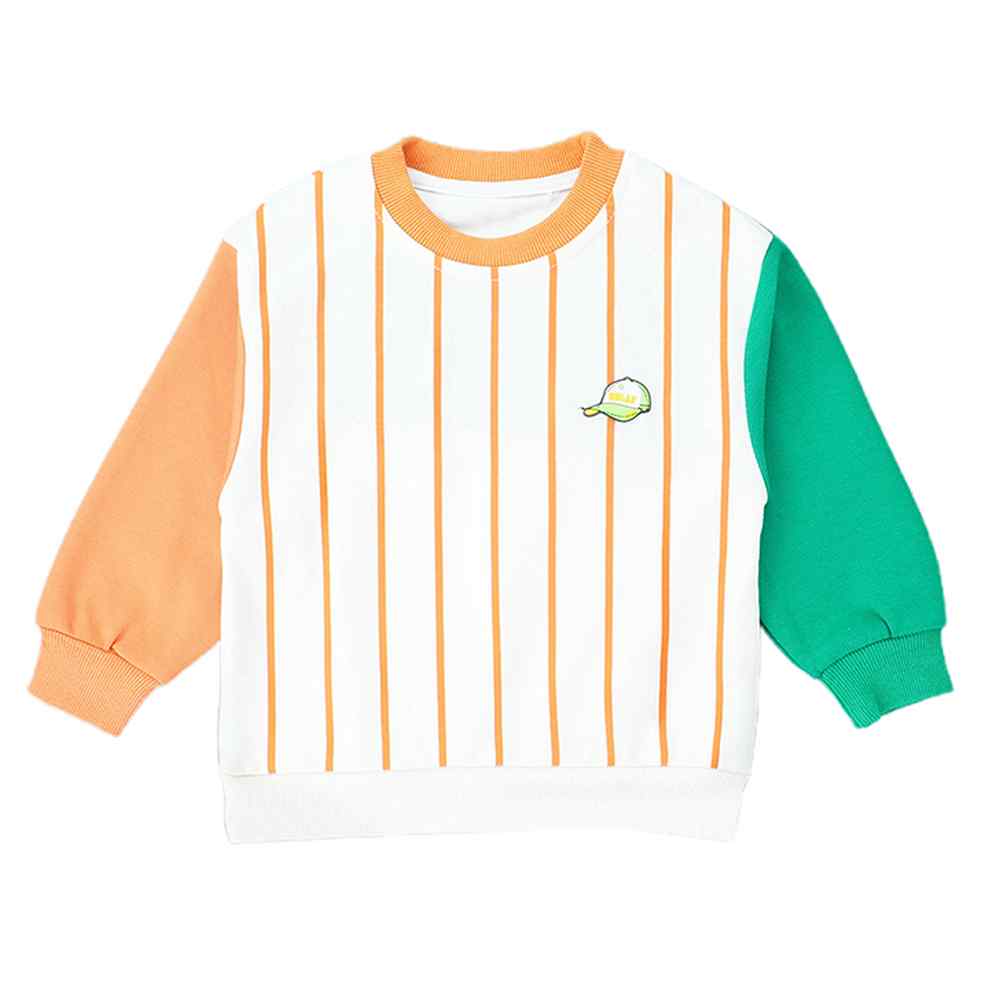 Orange & Green colorblock Full Sleeves shirt for Kids