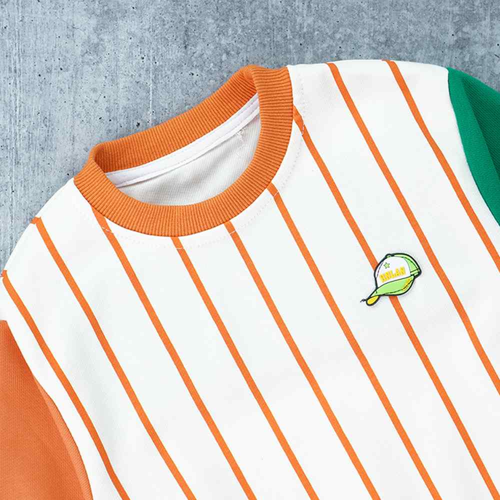 Orange & Green colorblock Full Sleeves shirt for Kids