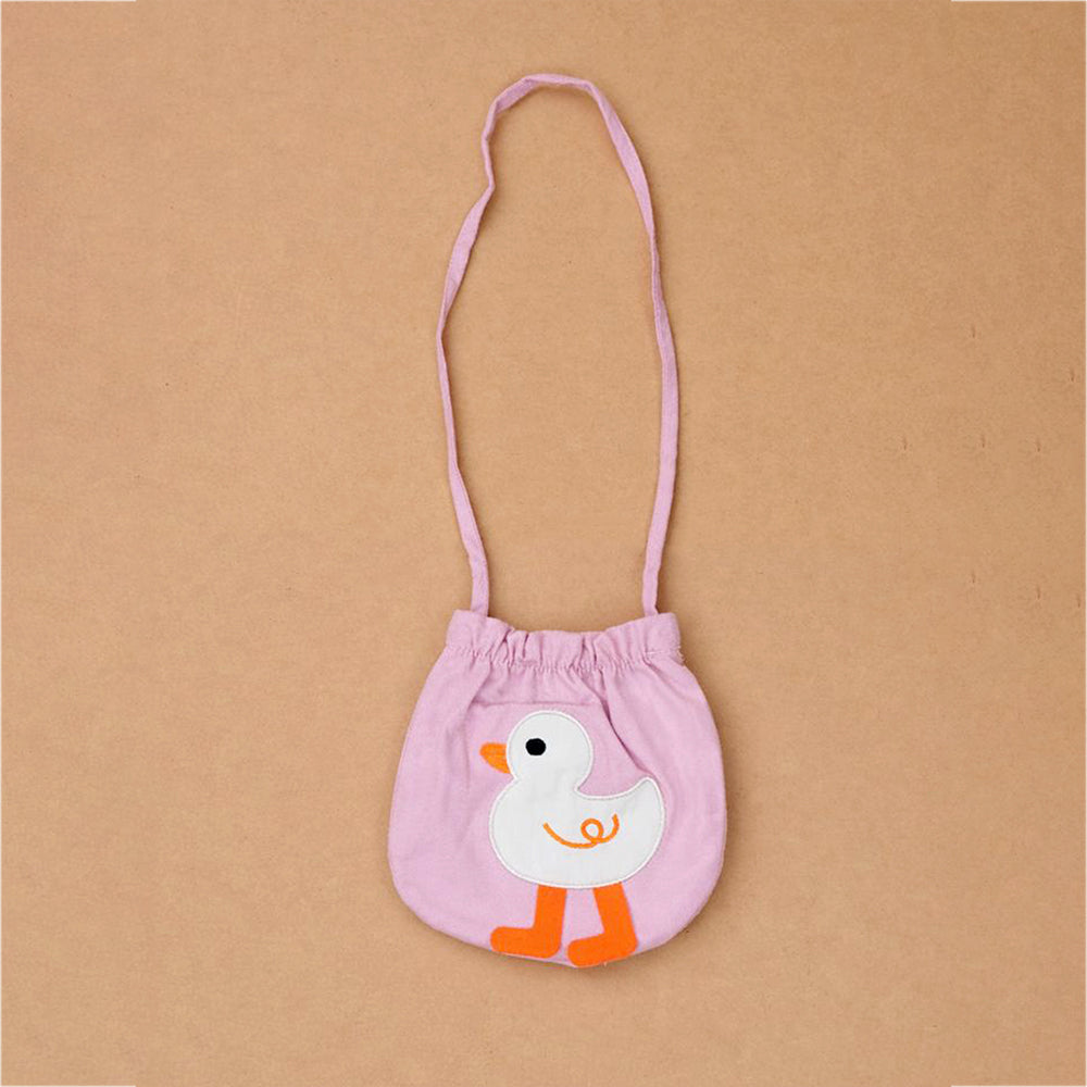 Pastel Pink Duck Dungaree with Frill T-shirt and matching sling bag, 2Pcs Clothing Set For Toddlers And Kids
