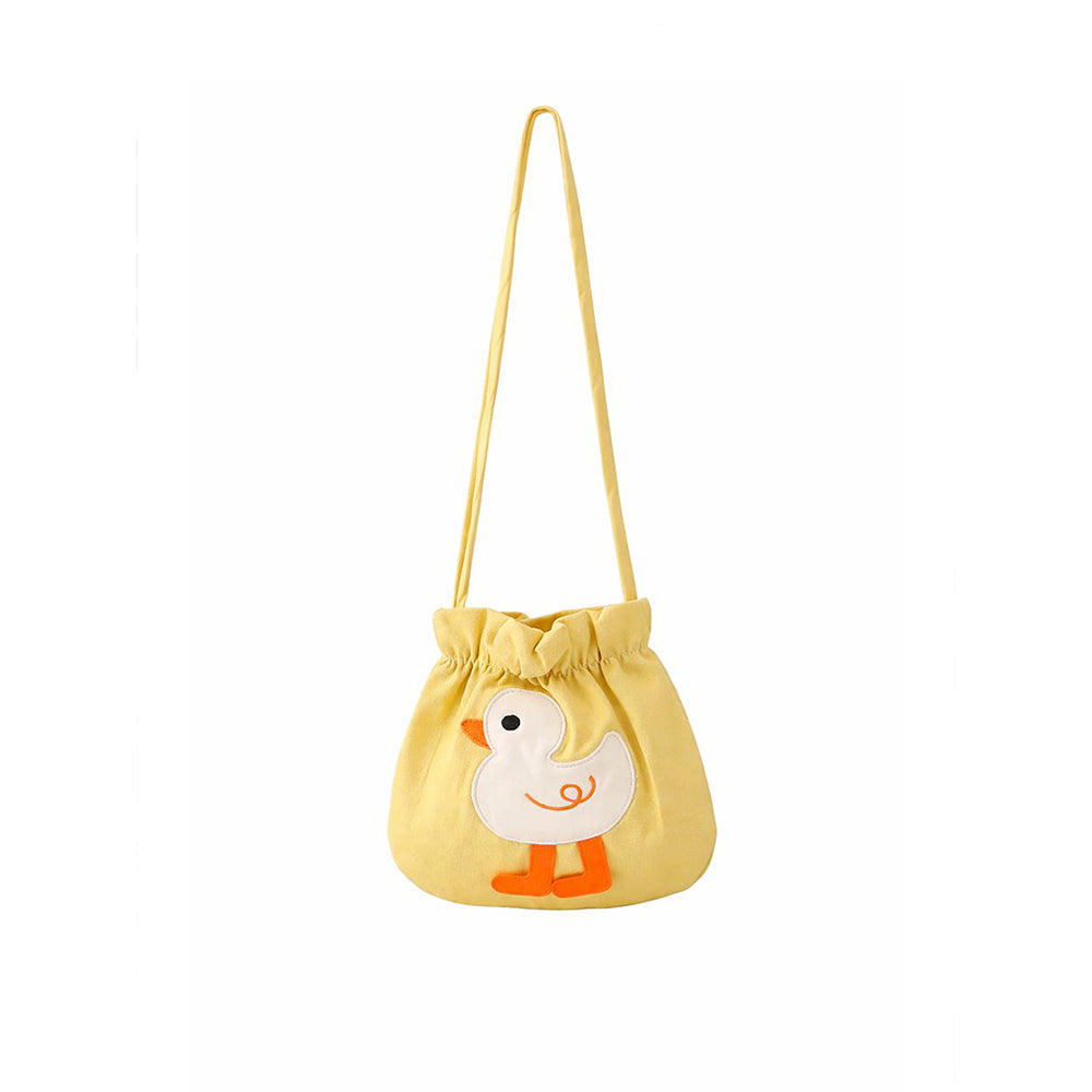 Yellow Duck Dungaree with White Frill T-shirt, 2 Pcs Clothing Set For Toddlers And Kids