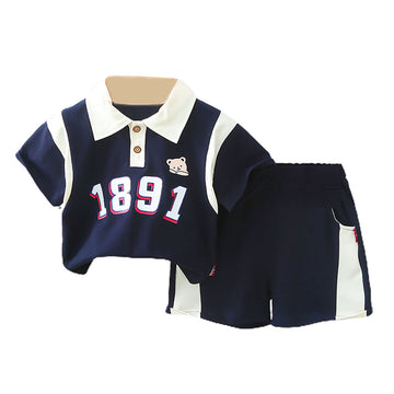 1891 Blue Sporty 2 Pcs Shorts Set For Toddlers And Kids